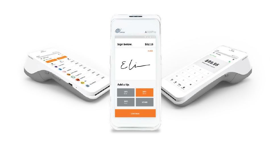 PayAnywhere smart terminals — three PAX A920 Pro devices